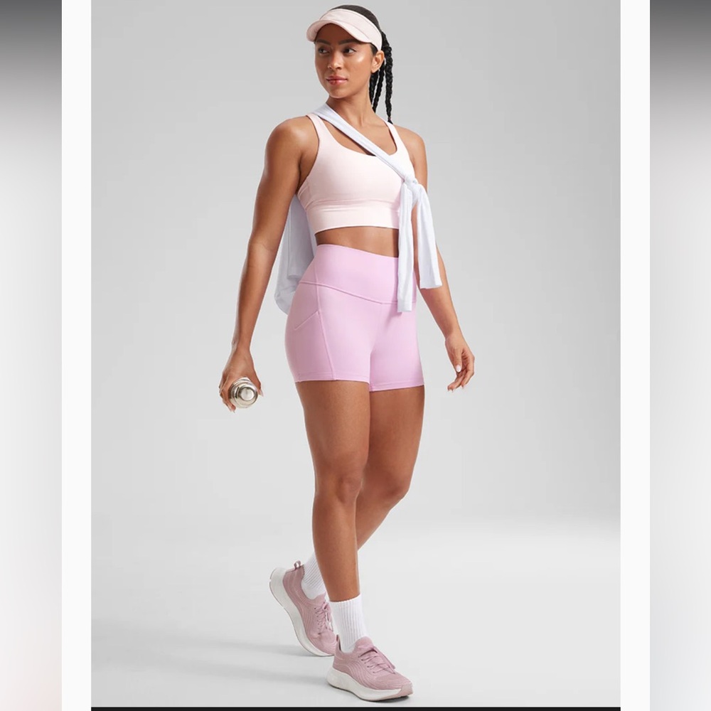 Pink Biker Shorts CRZ YOGA with pockets